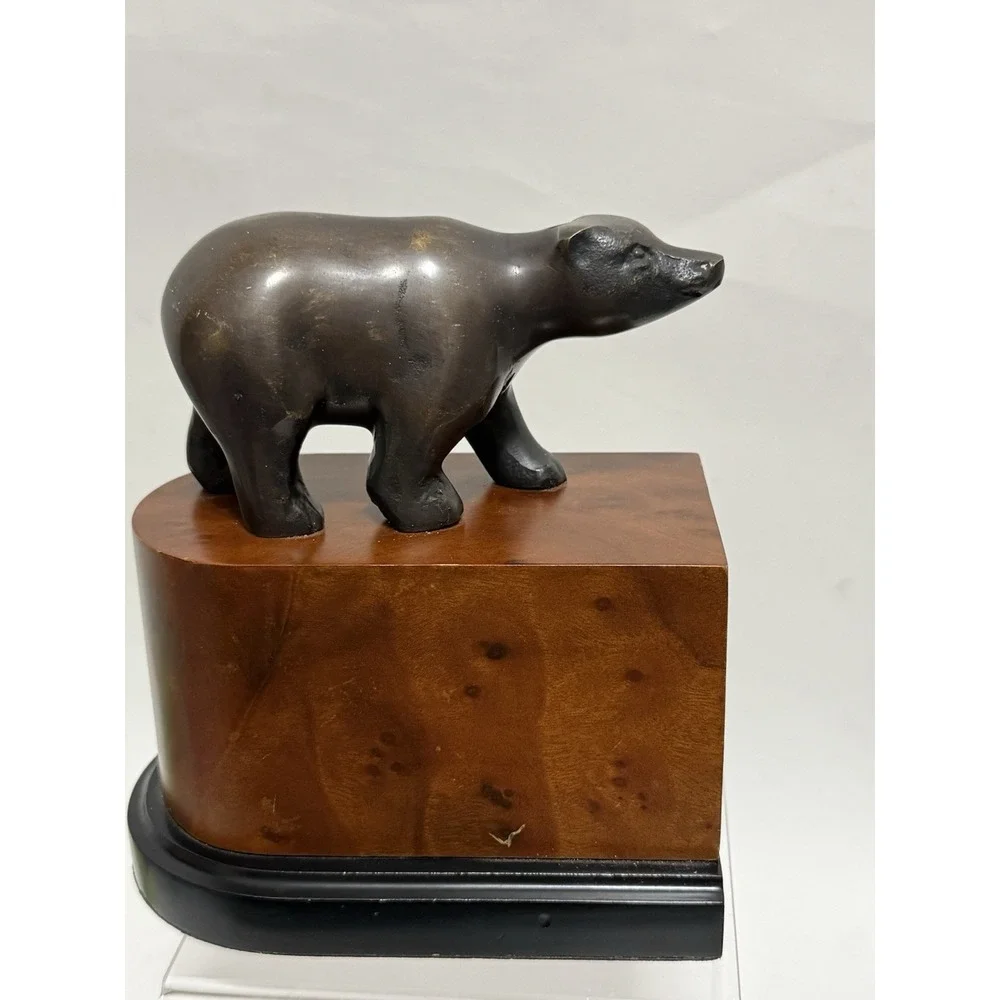 Vintage Wall Street Bookend Financial Market Office Decor Bear Side